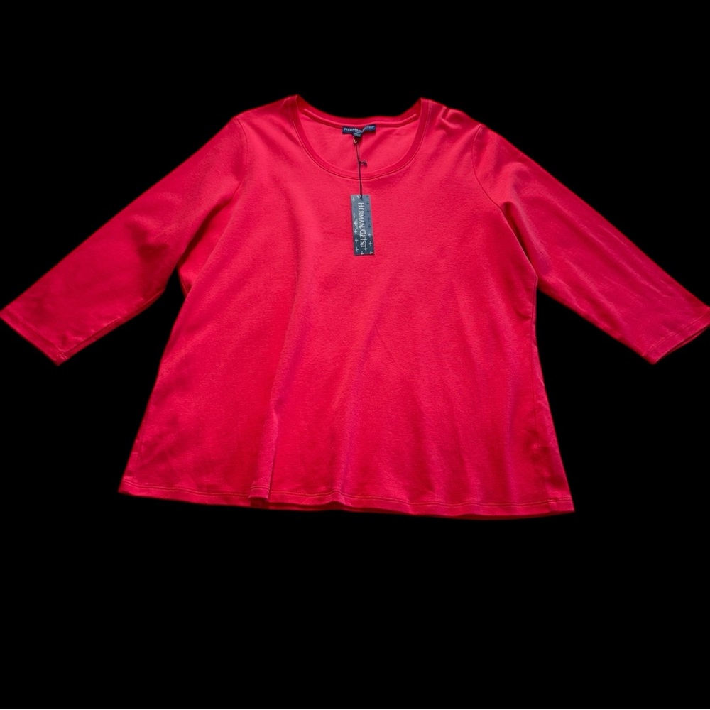 HERMAN GEIST NEW 100% Pima Cotton 3/4 Sleeve Tunic Top 3X #262 - Picture 2 of 9